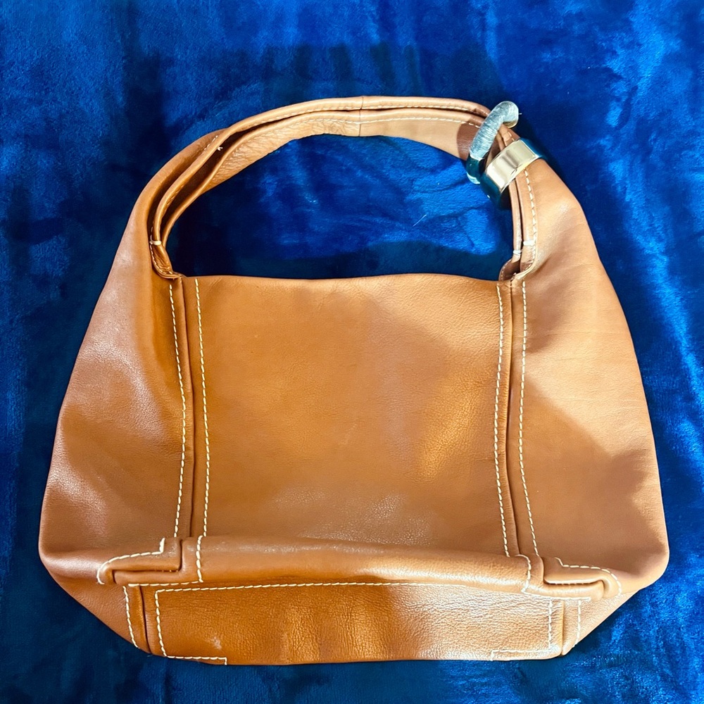 Jimmy Choo Vintage hobo handbag with white stitching.